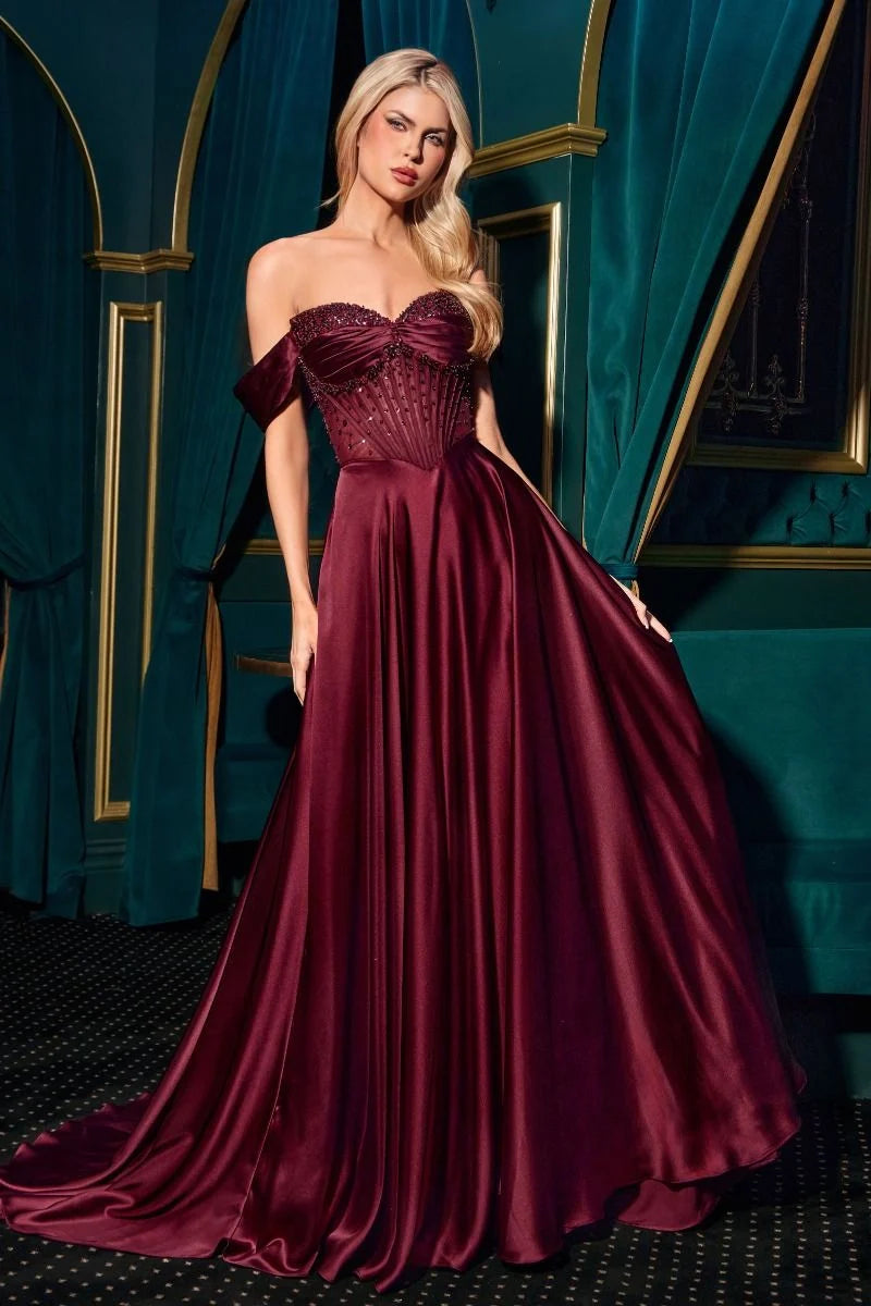 Glamorous A-Line Sweetheart Strapless Embellished-Back Floor-Length Prom Dress