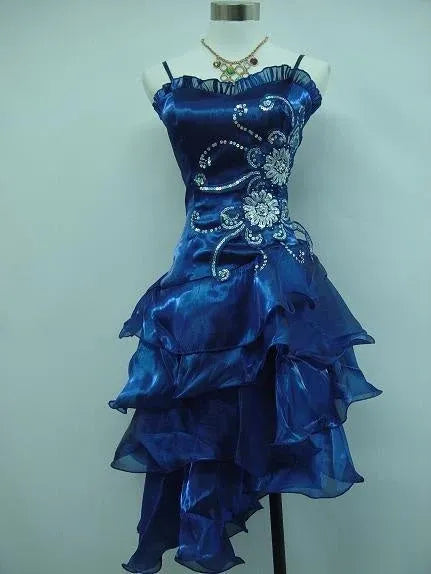 Elegant Fit and Flare Ruffled Spaghetti Smocked Back Tiered Homecoming Dress
