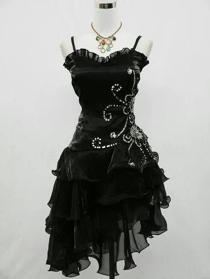 Elegant Fit and Flare Ruffled Spaghetti Smocked Back Tiered Homecoming Dress