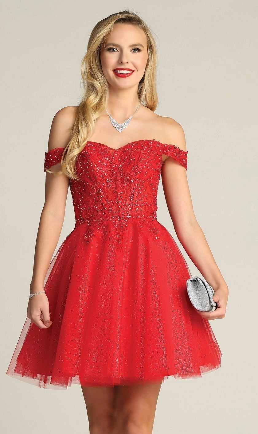 Romantic A Line Sweetheart Off Shoulder Tulle Mini Homecoming Dress