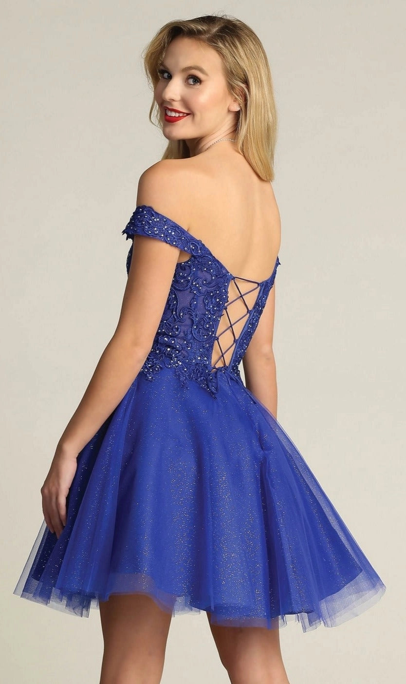 Romantic A Line Sweetheart Off Shoulder Tulle Mini Homecoming Dress