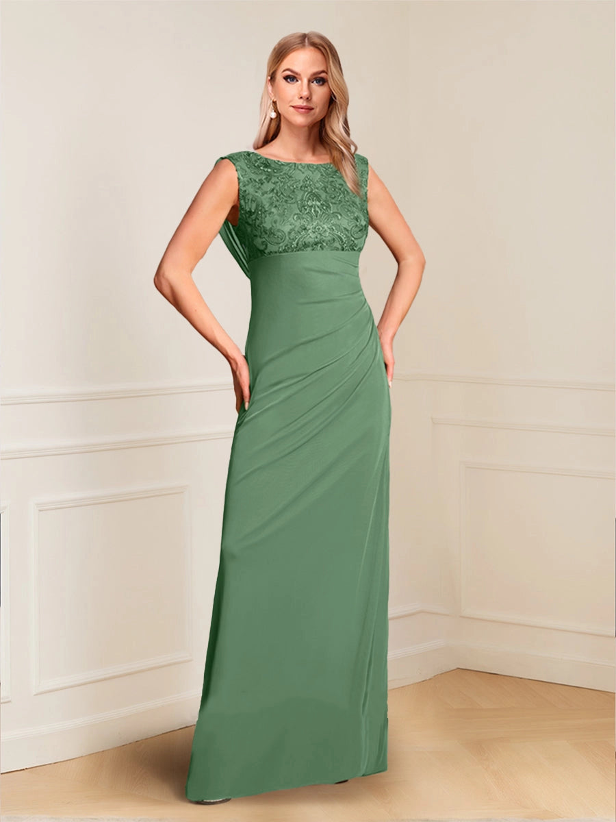 Loverlm sage green sheath mother of the bride dress with lace bodice and floor length skirt