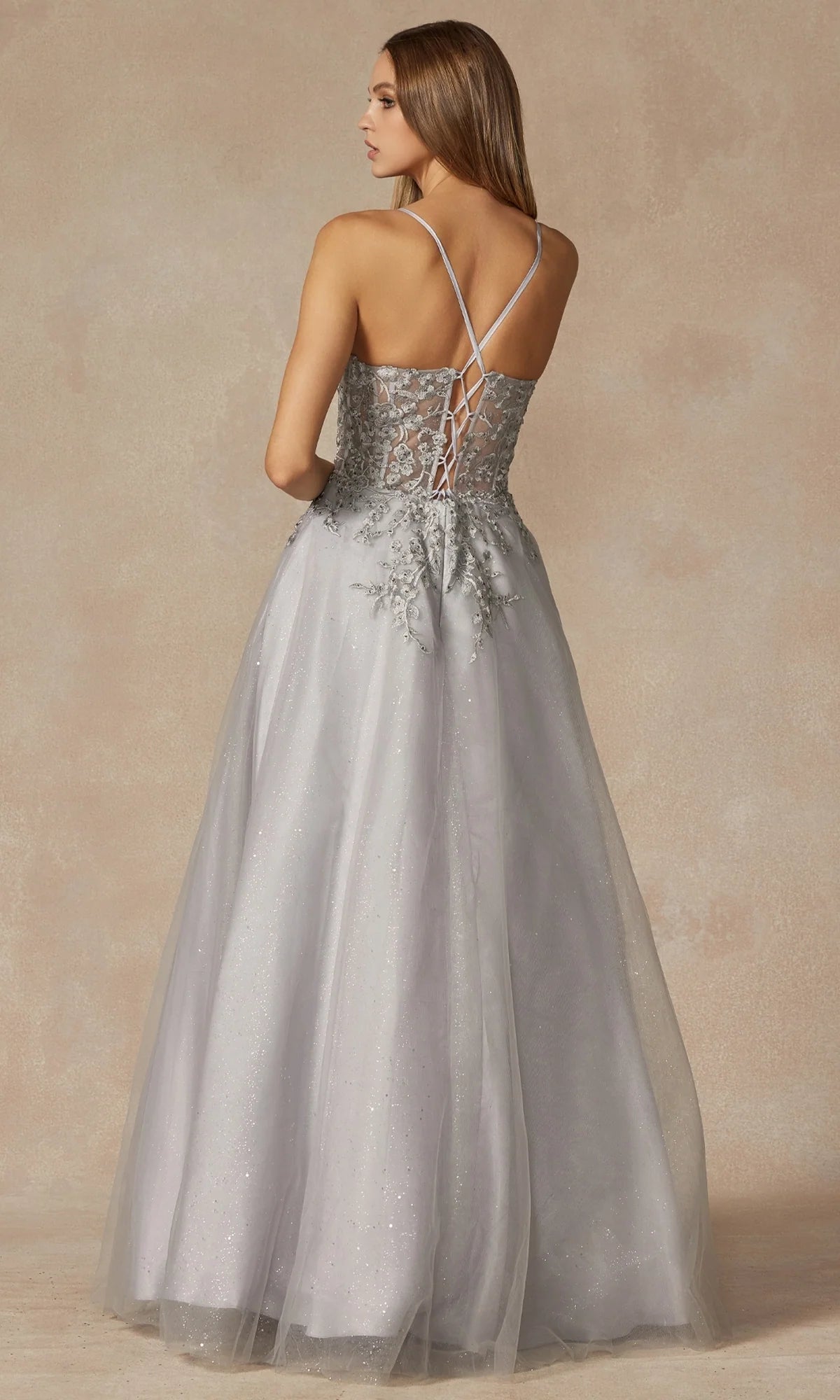 Enchanting A-Line Scoop Neck Sleeveless Glitter Tulle Floor Length Prom Dress