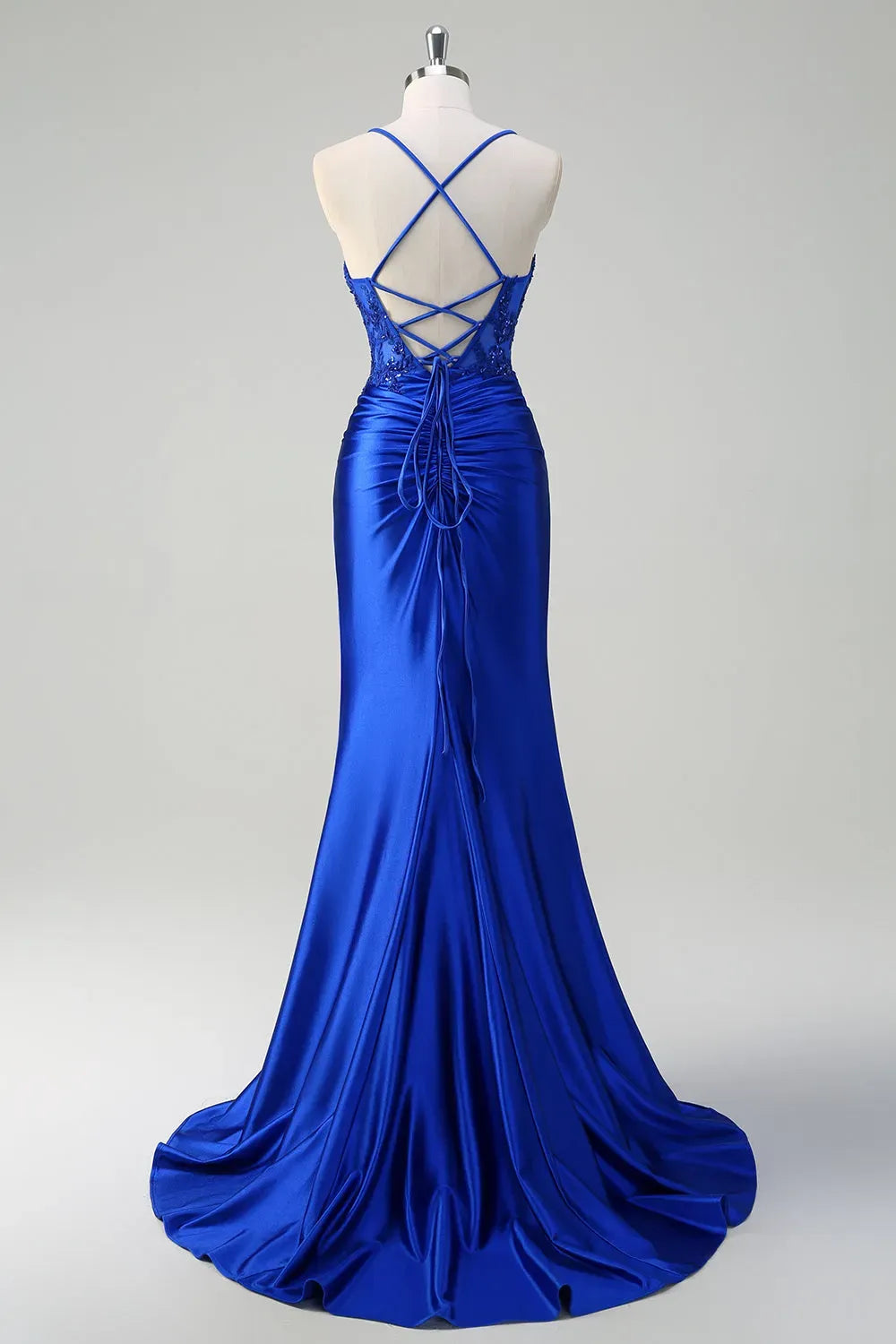 Elegant Sage Green Mermaid Sweetheart Spaghetti-Strap Lace-Up Floor-Length Prom Dress