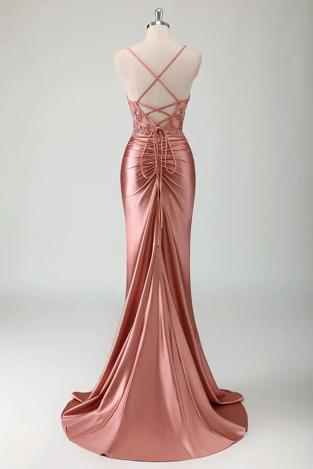 Elegant Sage Green Mermaid Sweetheart Spaghetti-Strap Lace-Up Floor-Length Prom Dress