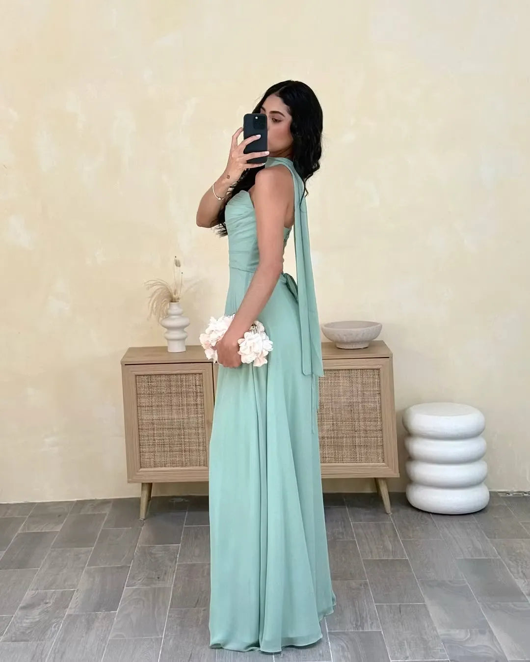 Elegant A-Line Sweetheart Ruched Sleeveless Open-Back Floor-Length Wedding Guest Dress