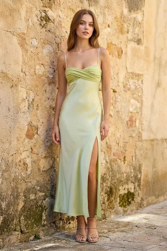 Elegant Satin Sheath Sweetheart Sleeveless Lace-Up Back Floor-Length Prom Dress