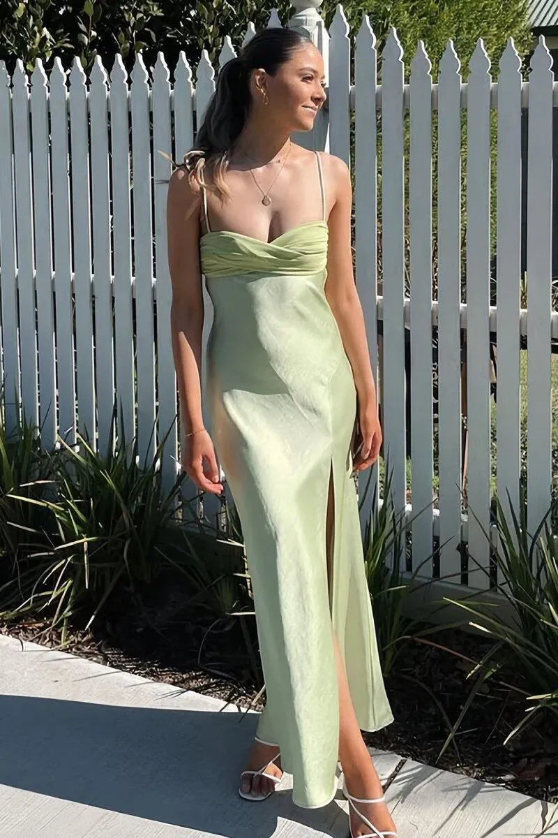 Elegant Satin Sheath Sweetheart Sleeveless Lace-Up Back Floor-Length Prom Dress