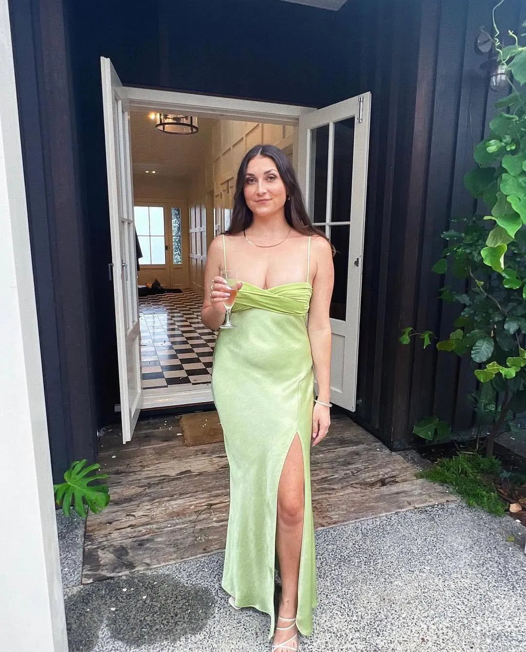 Elegant Satin Sheath Sweetheart Sleeveless Lace-Up Back Floor-Length Prom Dress