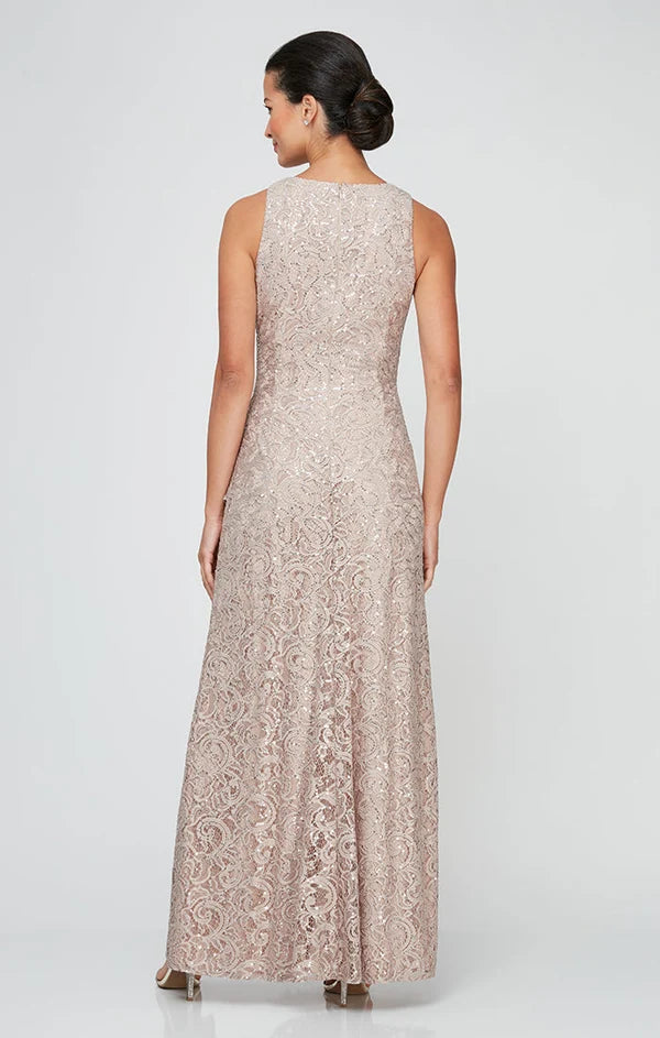 Elegant A-Line Bateau Sleeveless Closed-Back Floor-Length Mother of the Bride Dress
