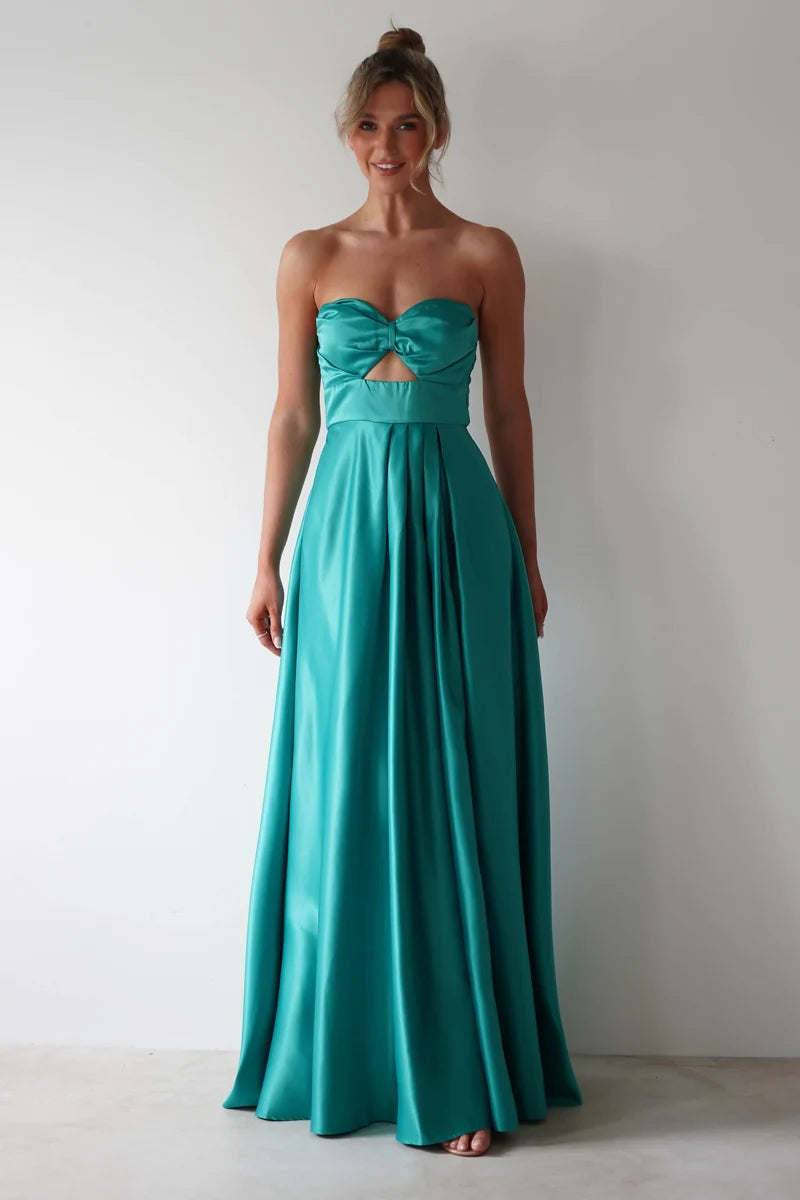 Elegant A-Line Sweetheart Strapless Zipper Back Floor-Length Prom Dress