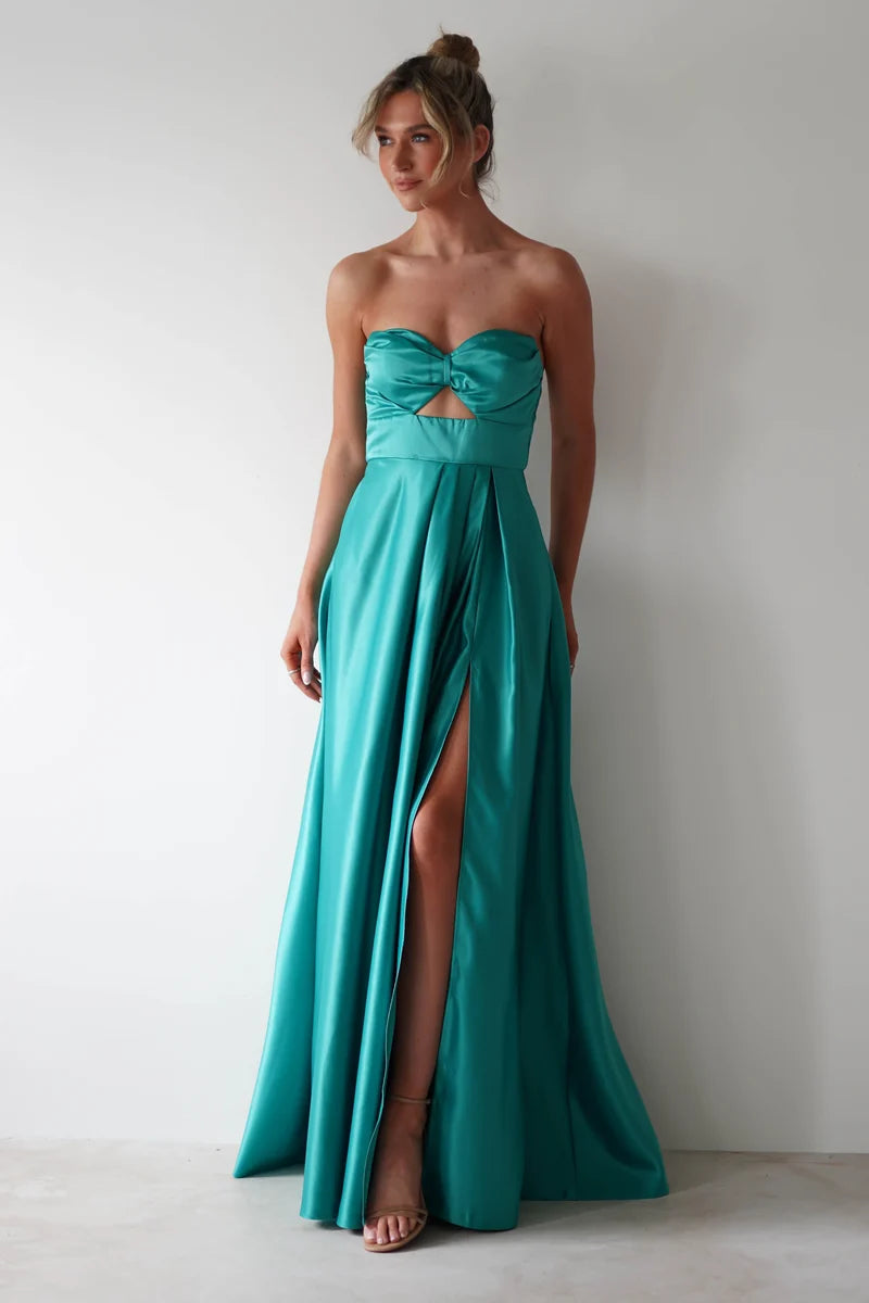 Elegant A-Line Sweetheart Strapless Zipper Back Floor-Length Prom Dress