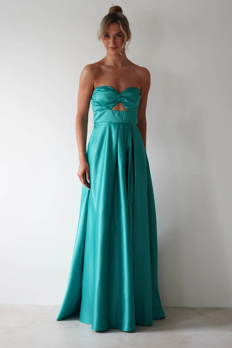 Elegant A-Line Sweetheart Strapless Zipper Back Floor-Length Prom Dress