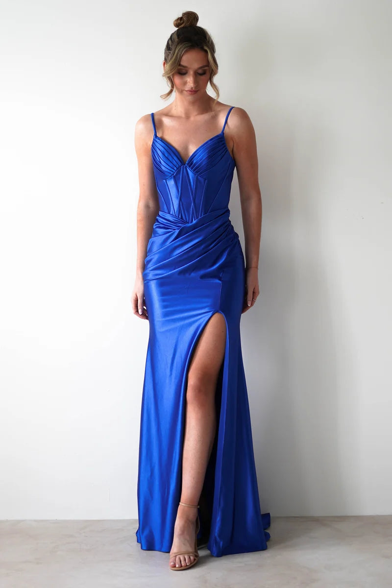 Glamorous Mermaid Sweetheart Spaghetti Strap Lace-Up Slit Floor-Length Prom Dress