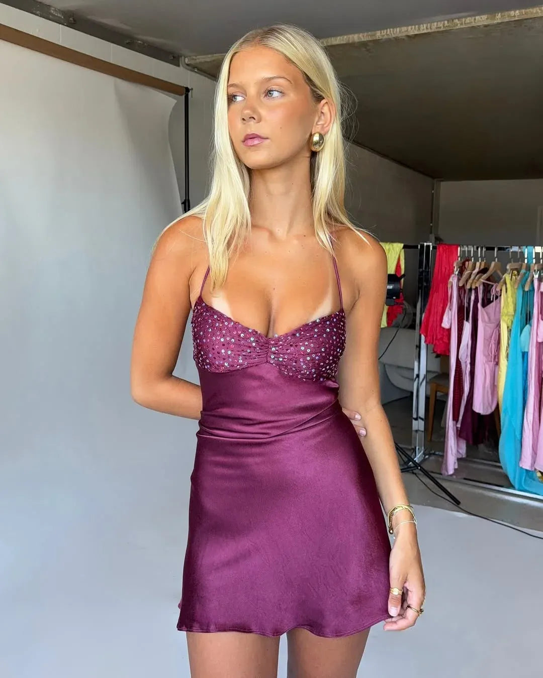 Radiant Sheath Sweetheart Halter Lace Up Back Mini Homecoming Dress