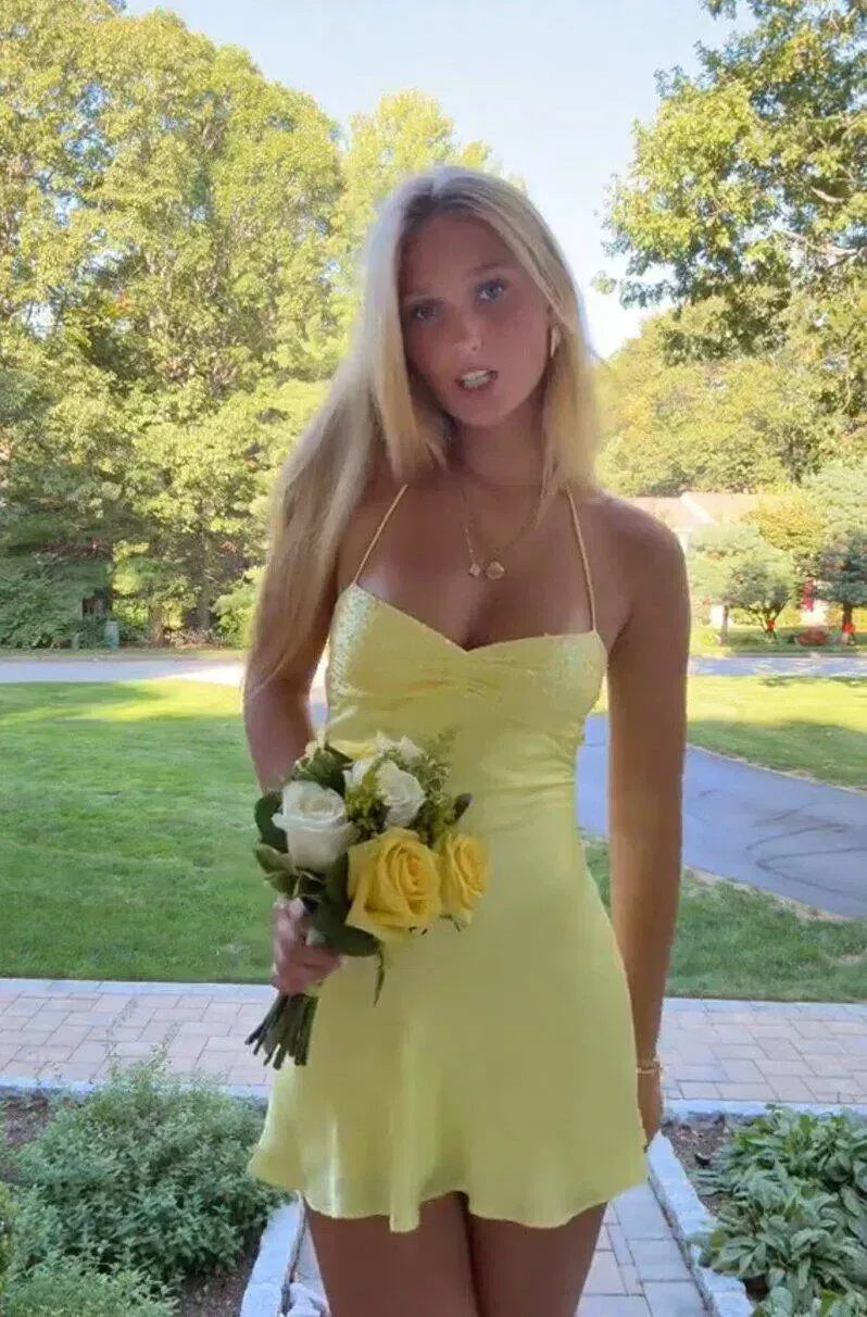 Radiant Sheath Sweetheart Halter Lace Up Back Mini Homecoming Dress