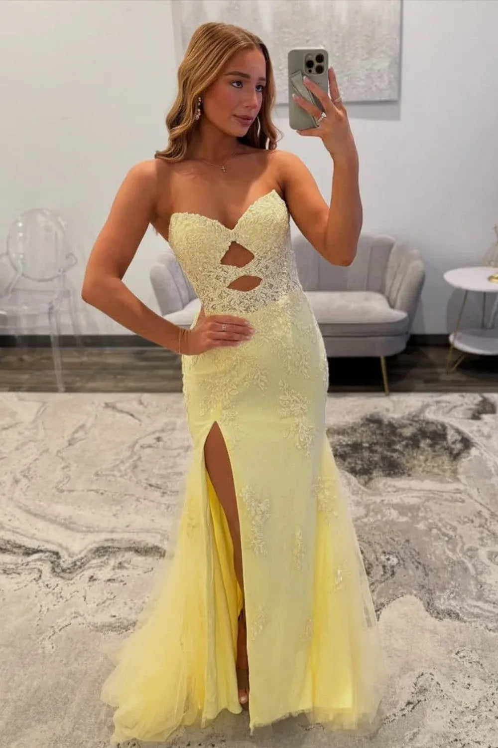Radiant Lace Mermaid Sweetheart Strapless Lace Up Back Floor Length Prom Dress