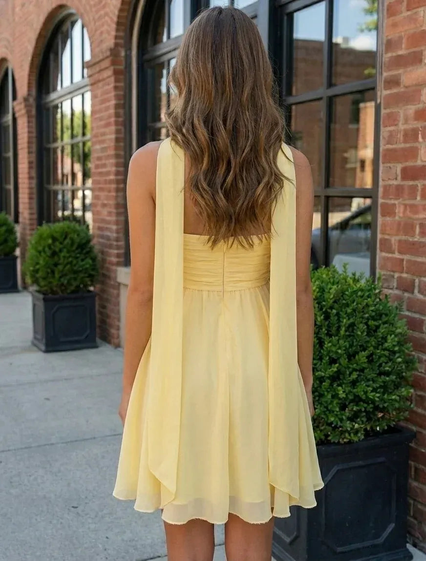 Chic A-Line Strapless Sleeveless Zipper Back Short Homecoming Dress